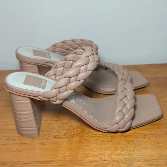 Dolce Vita Paily Braided Sandals Tan 3" Block Heel Summer Women's Size 6.5 - Picture 3 of 7